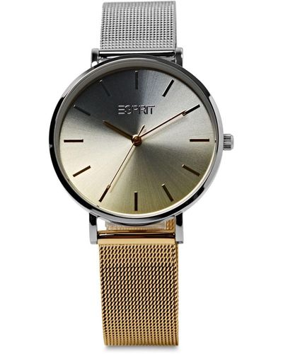 Esprit Armbanduhr aus Edelstahl mit zweifarbigem Mesh-Armband - Grau