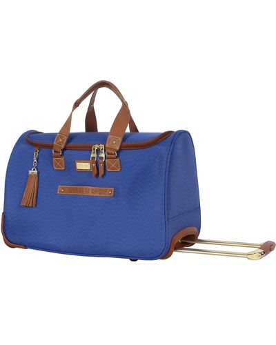 Steve Madden Luggage Suitcase Wheeled Duffle Bag - Blu