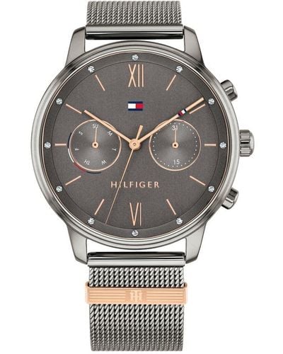 Tommy Hilfiger Reloj Analógico de Cuarzo multifunción para mujer con correa de malla de acero inoxidable Gris - 1782304 - Metálico