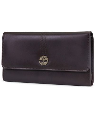 Timberland Leather Rfid Flap Wallet Clutch Organizer - Brown