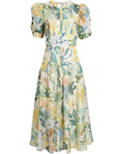Ted Baker Mincia Puff Sleeve Floral Midi Dress - Green