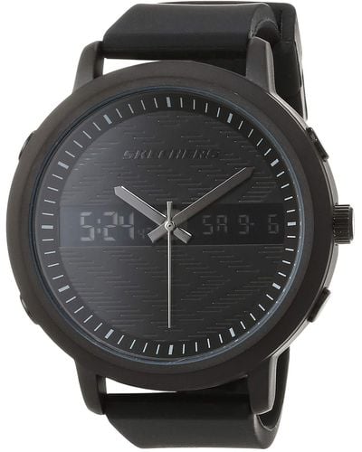 Skechers Lawndale 48mm Analoog Digitaal Chronograaf Horloge Met Siliconenband & Metalen Kast - Rood