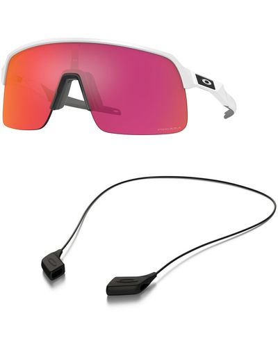 Oakley Oo9463 Sunglasses Bundle: Oo 9463 Sutro Lite 946320 Matte White And Medium Black Leash Accessory Kit - Pink