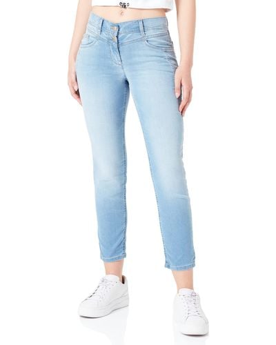 Gerry Weber 5 Pocket Jeans BEST4ME mit modischen Details Hose Jeans verkürzt 5-Pocket Jeans unifarben 7/8 Länge Blue Denim Washed 38 - Blau