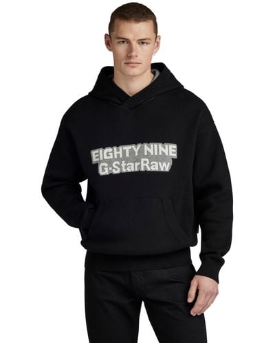 G-Star RAW Graphic Loose Knitted Hoodie - Schwarz