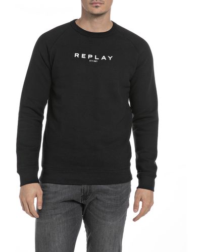 Replay Sweatshirt aus Baumwollmix - Schwarz