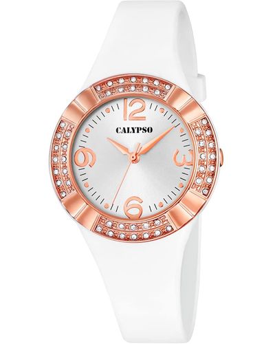 Calypso St. Barth Quartz Watch With White Dial Analogue Display And White Plastic Strap K5659/1