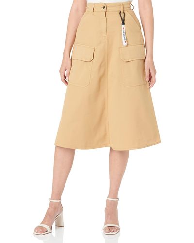 Love Moschino Canvas midi skirt with patch pockets - Natur