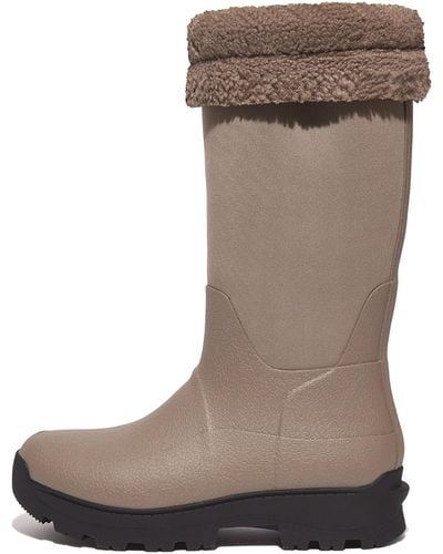 Fitflop Wonderwelly Atb Fleece-lined Roll-down Rain Boots - Brown