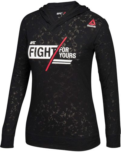 Reebok Ufc Black Ufan Fight For Yours Burnout Pullover Hoodie Aj4466