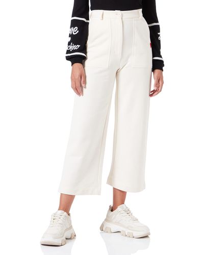 Love Moschino MOSCHINO Regular Fit Personalized Withlogo Rubber Label Pantaloni Casual - Bianco