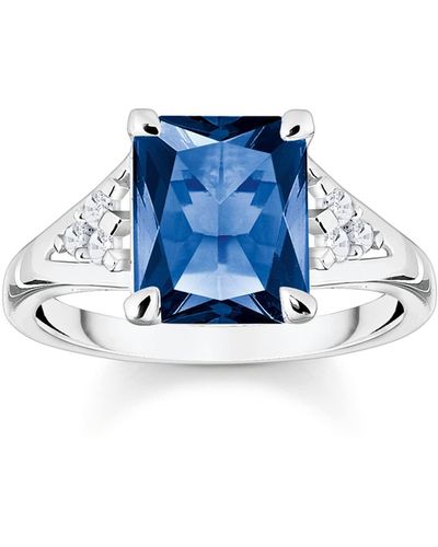 Thomas Sabo Ring 925er Silber Glasstein 54 Silber 32020350 - Blau