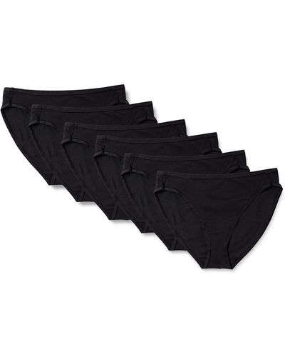 Amazon Essentials Plus-size 6-pack Hi-cut Katoen Stretch Bikini Panty Ondergoed - Zwart