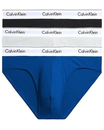 Calvin Klein Slip Hipster Uomo Confezione da 3 Cotone Elasticizzato - Blu