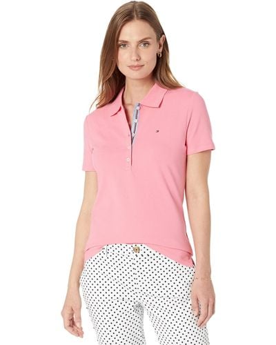 Tommy Hilfiger 5 Knoop Polo Tee T-shirt - Roze