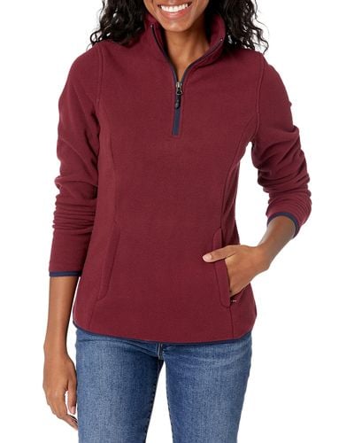 Amazon Essentials Quarter-Zip Polar Fleece Jacket Outerwear-Jackets - Rojo