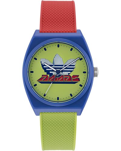 adidas Green/red Resin Strap Watch - Multicolour