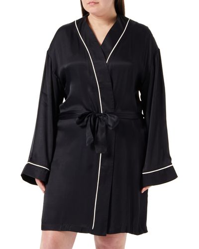 HUGO Satineve_kimono Dressing_gown - Black