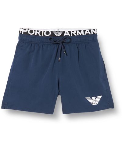 Emporio Armani Standard Logo Band Swim Boxer - Blue