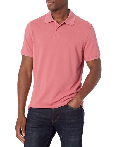 Amazon Essentials Slim-Fit Cotton Pique Polo Shirt Shirts - Rojo