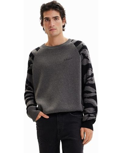 Desigual Jers_arnaldo 2041 Gris Sedona Pullover Sweater - Zwart