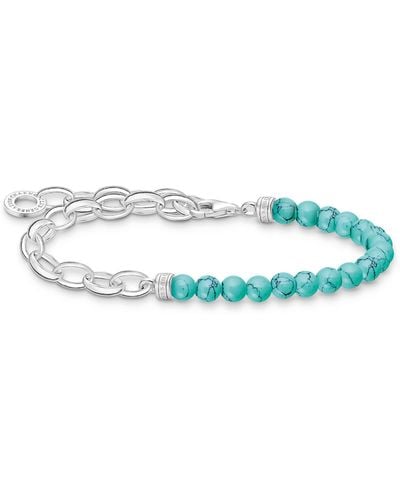 Thomas Sabo Charm-Armband mit türkisen Beads 925 Sterlingsilber A2098-404-17 - Blau