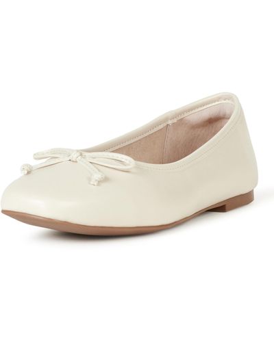 The Drop Pepper Ballet Flat With Bow Sandals - White