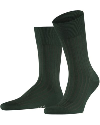 FALKE Shadow Socks Breathable Sustainable Cotton Thin Reinforced Flat Seam For Pressure-free Toes Fine Rib Striped Pattern Elegant For - Green