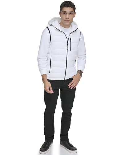 Calvin Klein Lightweight Packable Hooded Puffer Vest - White
