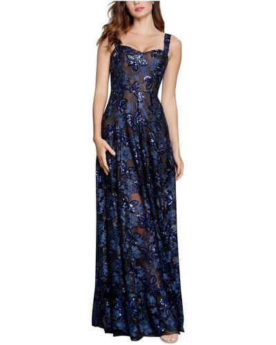 Dress the Population S Anabel Fit And Flare Maxi Special Occasion - Blue