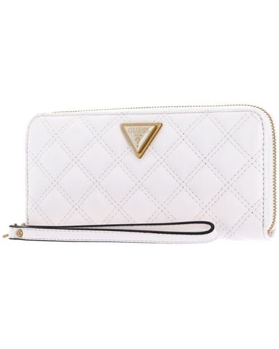 Guess Giully Large Zip Around Wallet Ivory - Schwarz