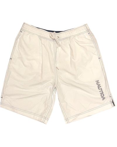 Nautica S Quick-Dry Logo Swim Trunk Shorts - Weiß