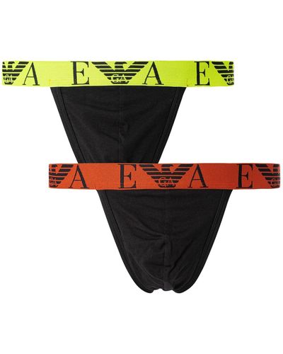 Emporio Armani Underwear 2-Pack Bold Monogram Jockstrap - Noir
