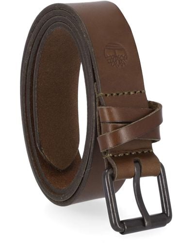 Timberland Casual Leather Belt for Jeans Cintura - Marrone