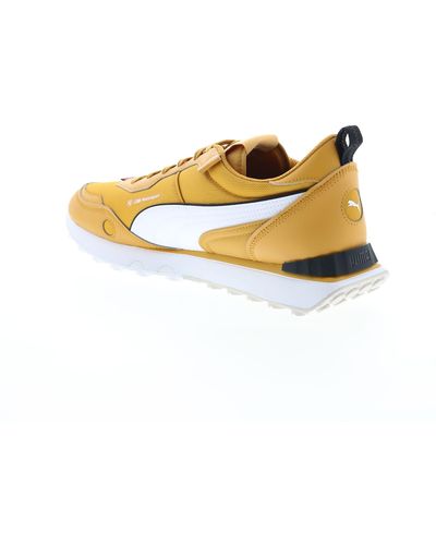 PUMA Mens Bmw Mms Rider Fv Lace Up Trainers Shoes Casual - Yellow, Amber White, 8.5
