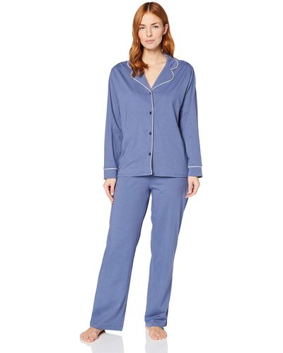 Iris & Lilly Long Sleeve Cotton Pyjama Set - Blue
