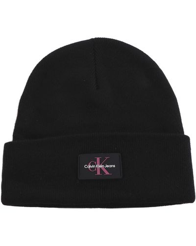 Calvin Klein MONOLOGO RUBBER BEANIE K60K611834 - Negro