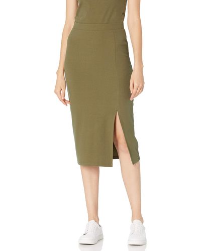 The Drop Veronique High Waist Slit Skirt - Green