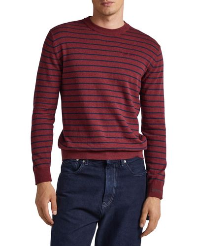 Pepe Jeans Andre Stripes Pullover Sweater - Rot