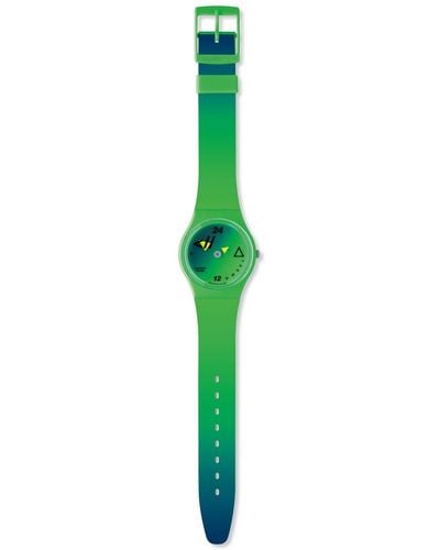 Swatch Fluo -Armbanduhr GZ216 Quarz grünes Zifferblatt - Schwarz