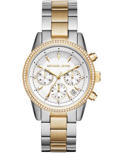 Michael Kors Ladies Ritz Chronograph Watch - Metallic