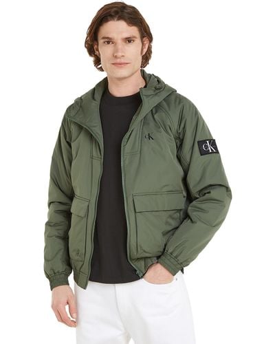 Calvin Klein Padded Hooded Harrington Jacket For Transition Weather - Green