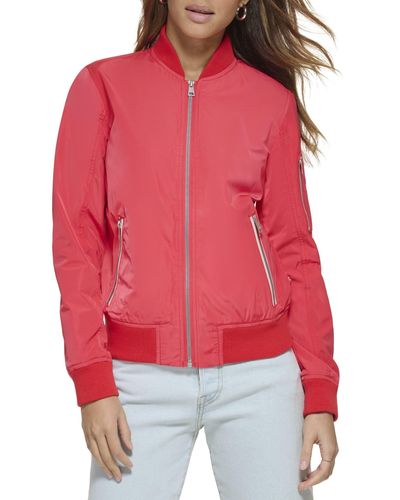 Levi's Poly Bomber Jacket With Contrast Zipper Pockets - Red