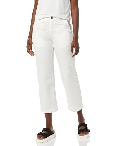 Amazon Essentials Stretch Chino Wide-leg Ankle Crop Trousers - White