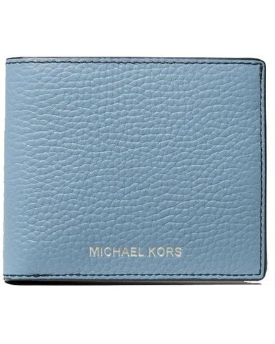 Michael Kors Hudson Geldbörse aus genarbtem Leder - Blau