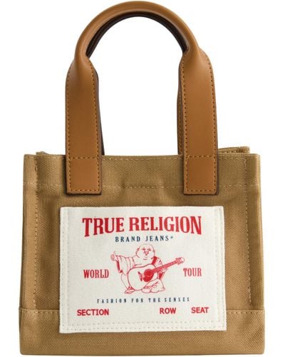 True Religion Tote, Mini Travel Shoulder Bag with Adjustable Strap, Tan - Pink