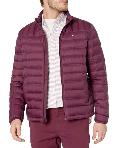 Tommy Hilfiger Big And Tall Packable Down Puffer Jacket - Purple