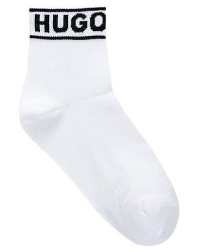 HUGO Two Pack Logo Detail Soft Cotton Socks - White