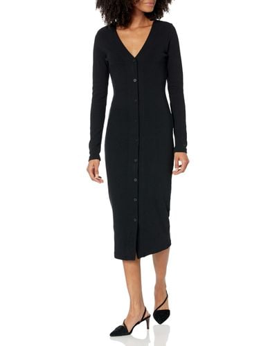 HUGO Nazalea Long Sleeve Slim Fit Dress With Buttons Casual - Black