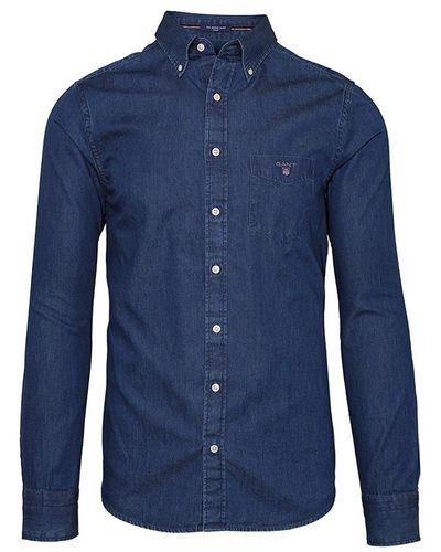 GANT 320020-969 The Original Indigo Shirt BD Camicia Denim Leggero Button Down Regular Fit Dark Denim - Blu